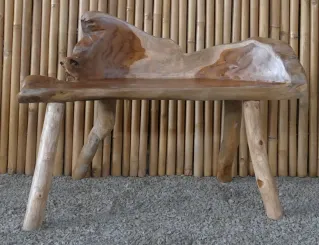 Gartenbank, gefertigt aus einzigartiger Teakholz-Wurzel, ca. 115cm Länge. Die Form kann variieren. 